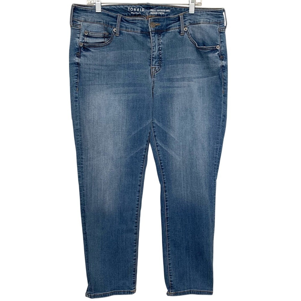 Torrid Jeans Perfect Boyfriend Ankle  Woman 16R Blue Stretch Casual‎ Travel Work